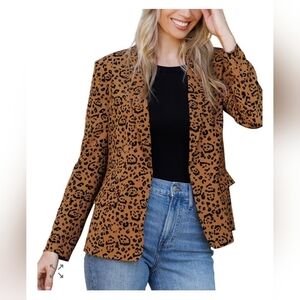 NWT! Leopard Print Daniel Rainn Anthro Women's Lined Summer Blazer Jacket Small